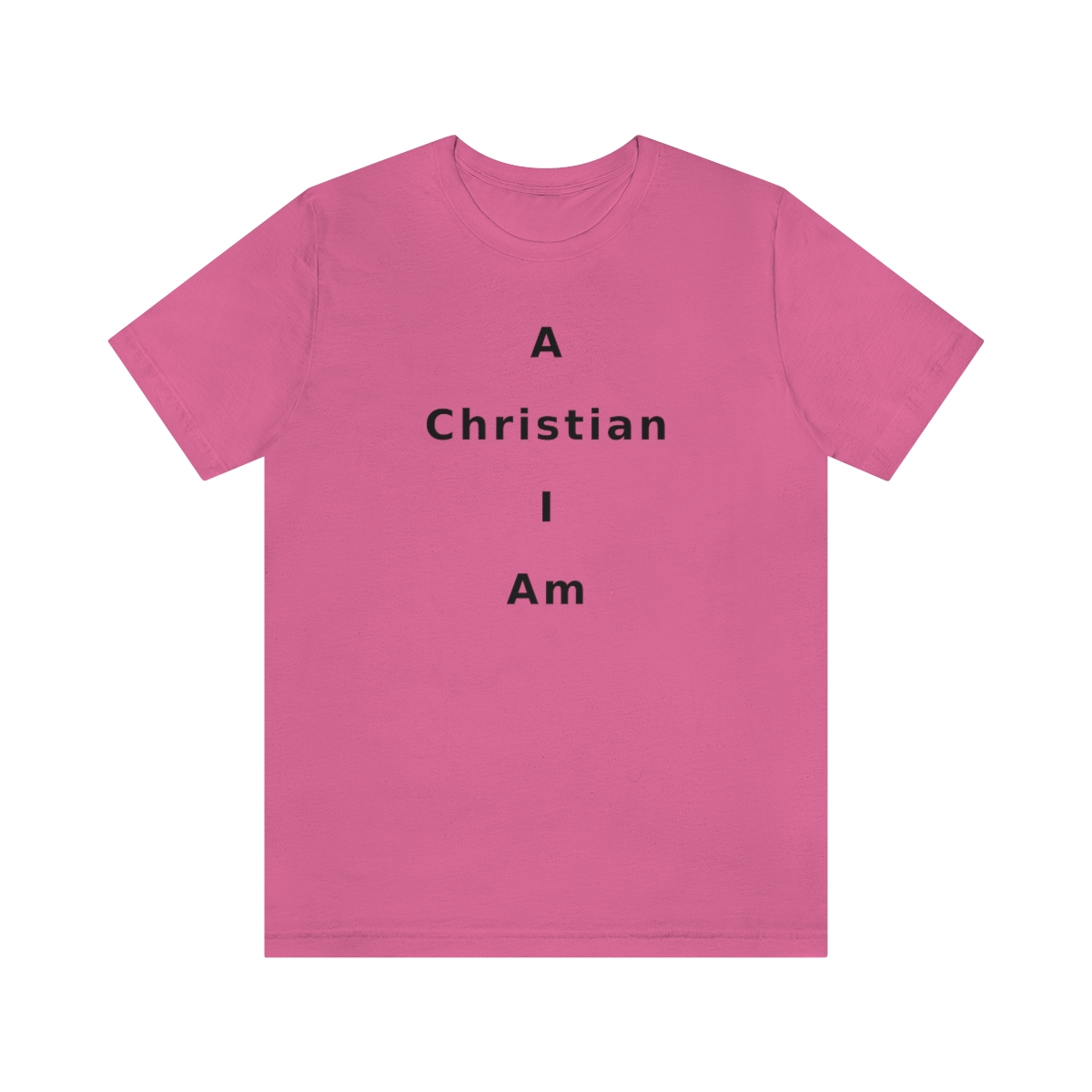 A Christian I Am Cross in black lettering, regular tee shirt (142gsm)